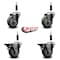 Service Caster 3.5'' Gray Poly Wheel Swivel 7/8'' Expanding Stem Caster Set 2 Brakes, 4PK SCC-EX20S3514-PPUB-2-PLB-2-78 - alternate 3